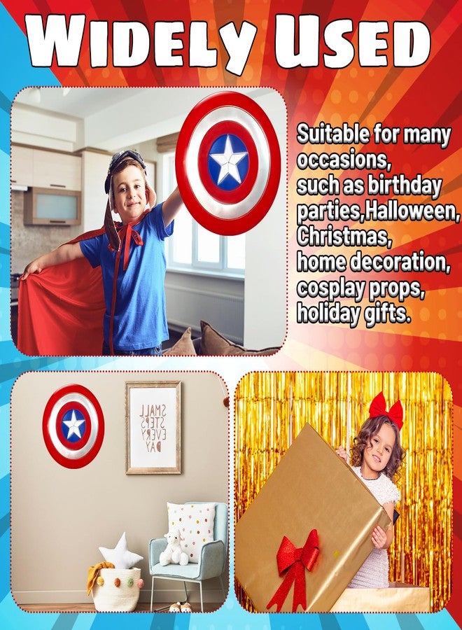 YMMAALE 12 Inch Captain Round Shield,Superhero Shield Prop Role Play Toy,Halloween Cosplay Shield for Birthday Gift,Party Decoration - Image 5